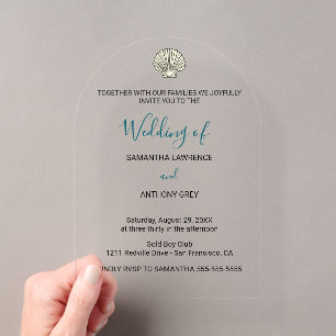 Modern Elegant Coastal Wedding Acrylic Invitations