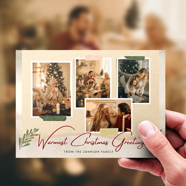 Modern Elegant Collage Family Christmas Photo Holiday Card (Creator Uploaded)