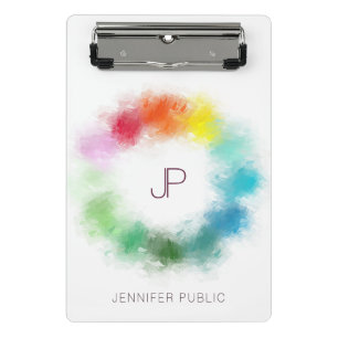 Modern Elegant Colourful Monogrammed Template Mini Clipboard