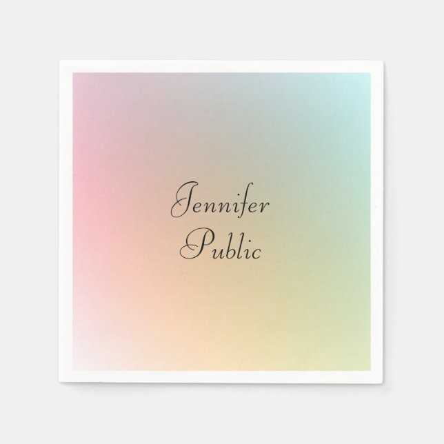 Modern Elegant Colourful Template Handwritten Name Napkin (Front)