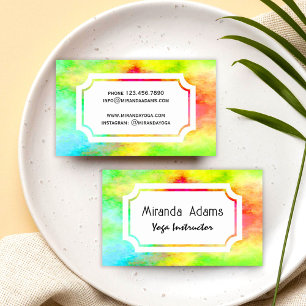 Modern Elegant Colourful Watercolor Yoga Instructo Business Card
