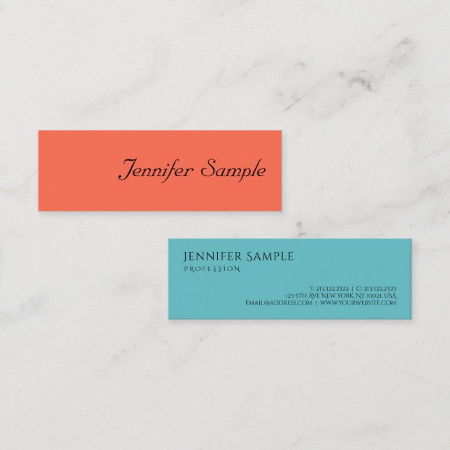 Modern Elegant Colours Calligraphed Script Templat Mini Business Card (Front/Back)