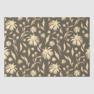 Modern Elegant Coneflowers Brown Beige Tissue Paper