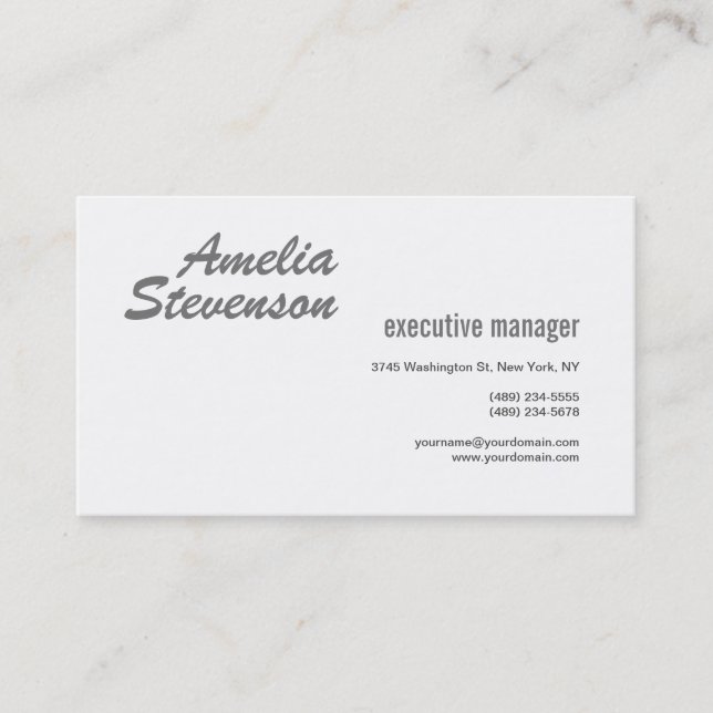 Modern Elegant Contemporary Plain Script Business Card (Front)