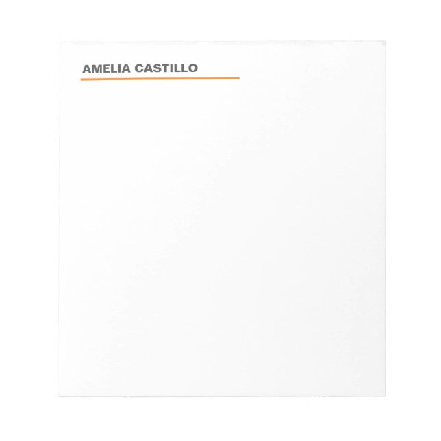 Modern Elegant Contemporary Plain White Notepad (Front)