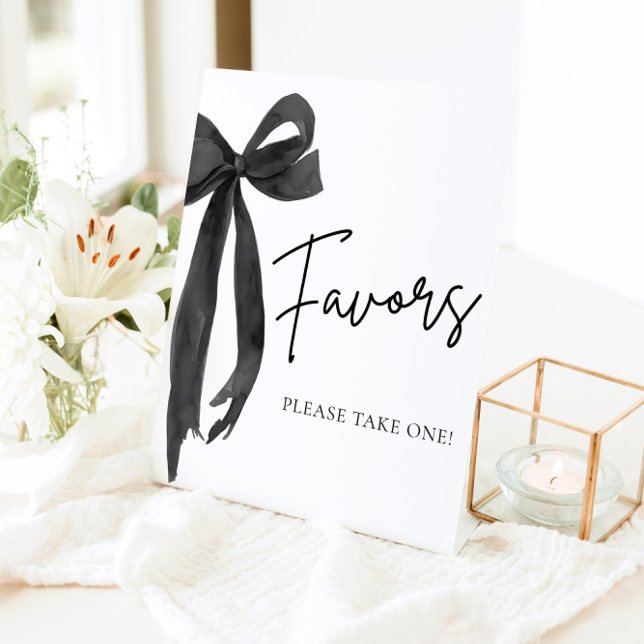 Modern Elegant Coquette Black Bow Favours Sign (Creator Uploaded)