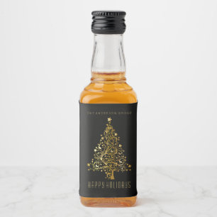 Modern Elegant Corporate Gold Christmas Holiday Liquor Bottle Label