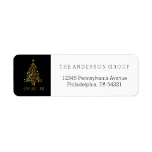 Modern Elegant Corporate Gold Christmas Holiday Return Address Label