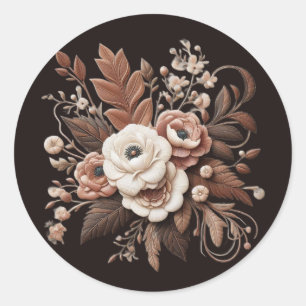 Modern Elegant Country Western- Floral  Classic Round Sticker