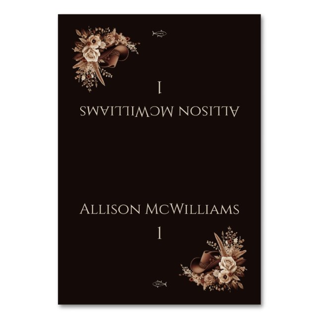 Modern Elegant Country Western- Floral-Fish Table Number (Front)