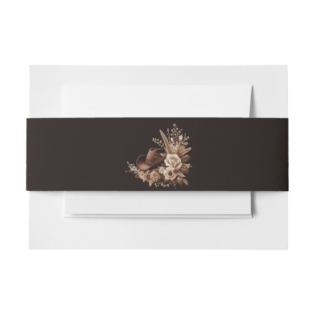 Modern Elegant Country Western- Floral  Invitation Belly Band (Front Example)