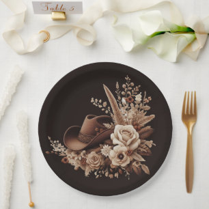 Modern Elegant Country Western- Floral Paper Plate