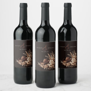 Modern Elegant Country Western- Floral Wine Label