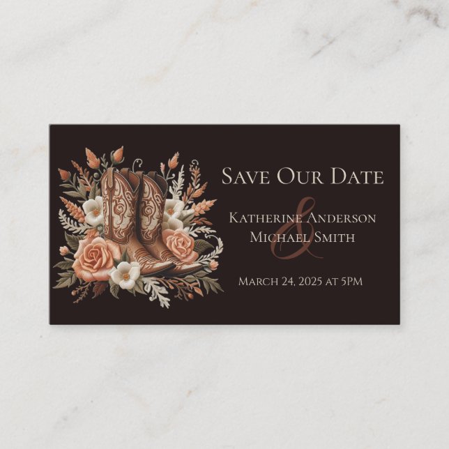 Modern Elegant Country Western- Flowers Business Card (Front)