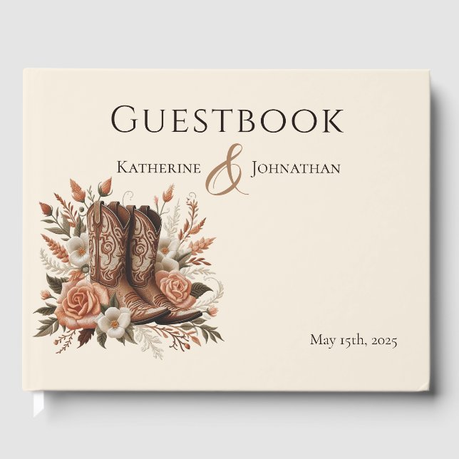 Modern Elegant Country Western- Flowers Guest Book (Front)