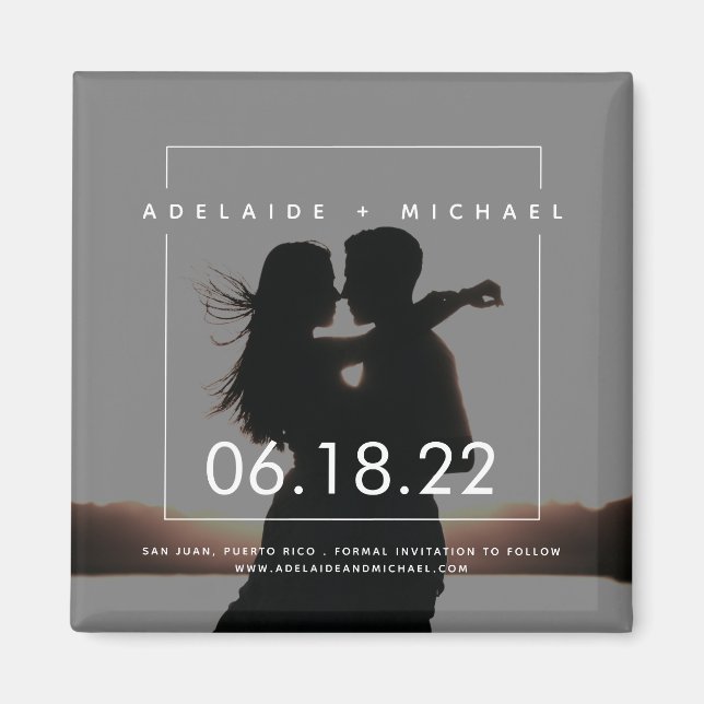 Modern Elegant Couple Photo Save the Date Magnet (Front)