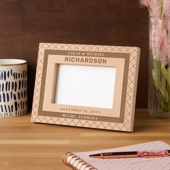 Modern Elegant Couple Wedding Personalised Gifts Etched Frames (Left)