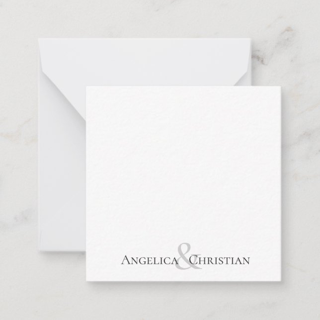 Modern Elegant Couples Personalised Stationery Card (Front)