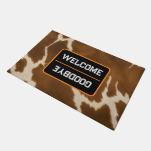 Modern Elegant Cow Faux Leather Collection Doormat