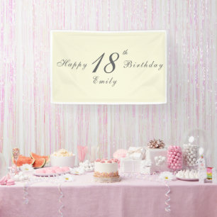 Modern Elegant Cream 18th Birthday Party Banner