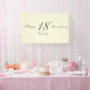 Modern Elegant Cream 18th Birthday Party Banner