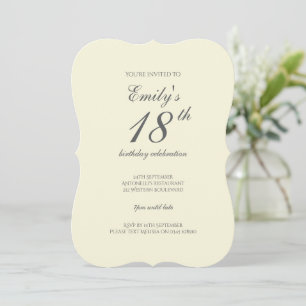 Modern Elegant Cream 18th Birthday Party Invitation