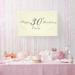 Modern Elegant Cream 30th Birthday Party Banner