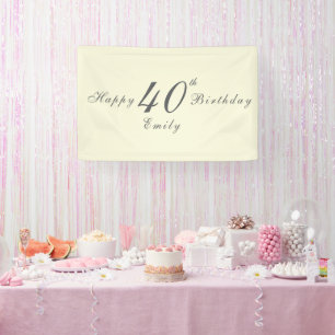 Modern Elegant Cream 40th Birthday Party Banner