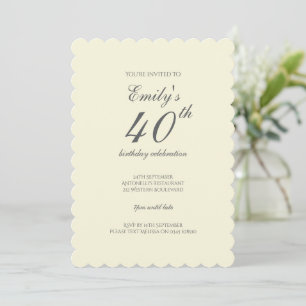 Modern Elegant Cream 40th Birthday Party Invitation