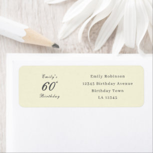 Modern Elegant Cream 60th Birthday Address Return Address Label