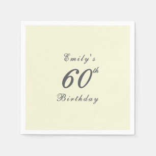 Modern Elegant Cream 60th Birthday Party Paper Napkin