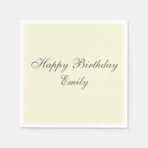 Modern Elegant Cream Birthday Party Napkin