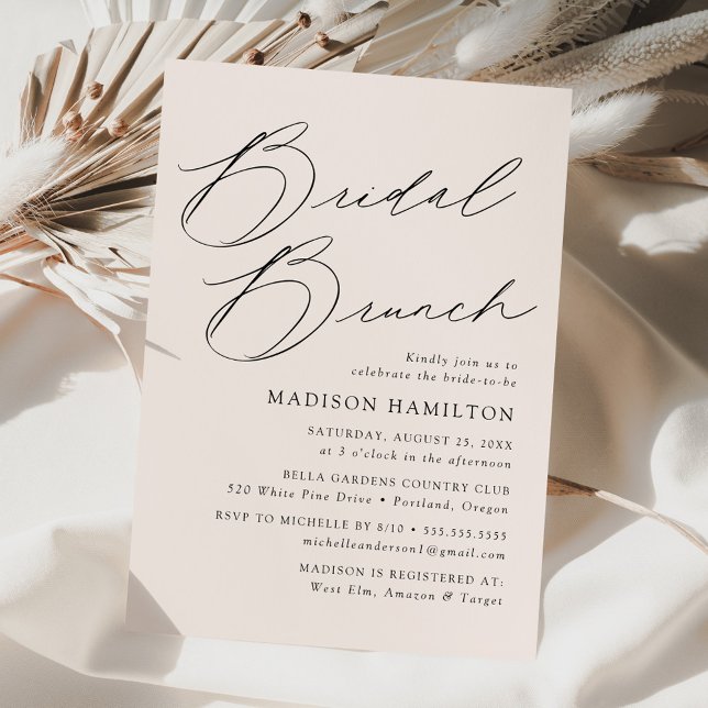 Modern Elegant Cream Bridal Shower Brunch Invitation (Creator Uploaded)