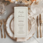 Modern Elegant Cream Brown Wedding Menu<br><div class="desc">Modern,  elegant cream with brown script wedding reception menu.  Contact us for help with customisation or matching products.</div>