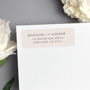 Modern Elegant Cream Wedding Return Address Label