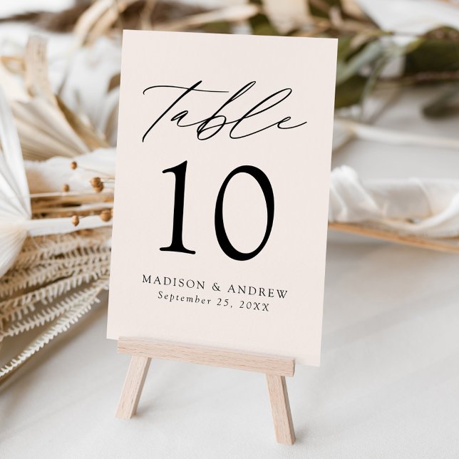 Modern Elegant Cream Wedding Table Number (Creator Uploaded)