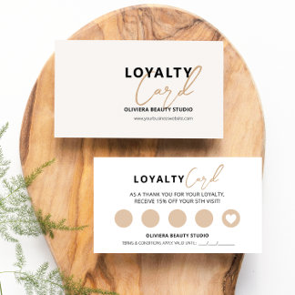 Modern Elegant Cream & Yellow Typography Loyalty Card