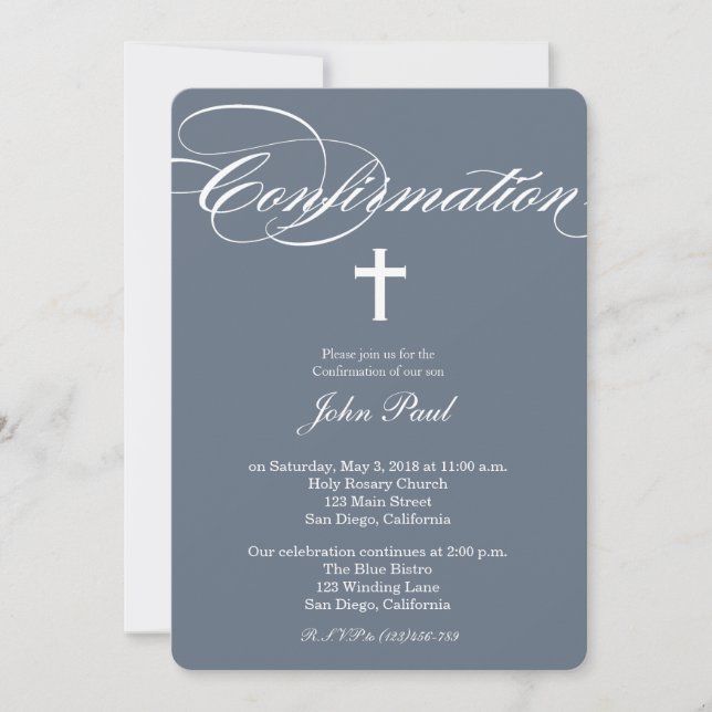 Modern Elegant Cross Confirmation Invitation (Front)