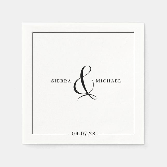 Modern Elegant Custom Anniversary Party or Wedding Napkin (Front)