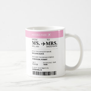 Modern Elegant Custom Bride To Be Boarding Pass Coffee Mug