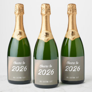 Modern Elegant Custom Brushed Metal New Years Sparkling Wine Label