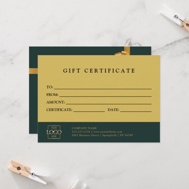 Modern Elegant Custom Business Gift Certificate (Front/Back In Situ)