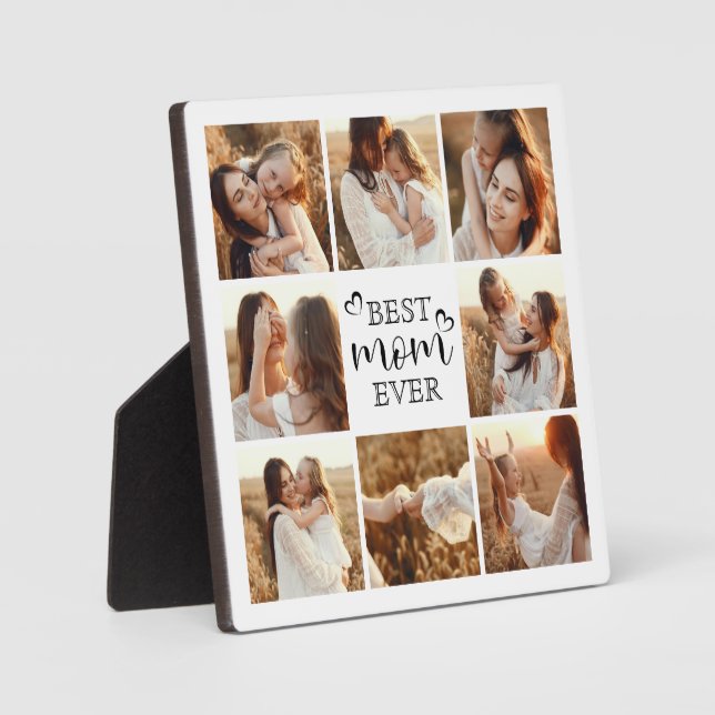 Modern Elegant Custom Family Photo Gift for Mum Plaque (Front)