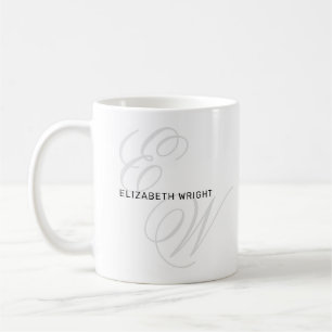Modern elegant custom full name initial monogram coffee mug