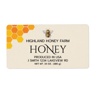 Modern Elegant Custom Honey Labels