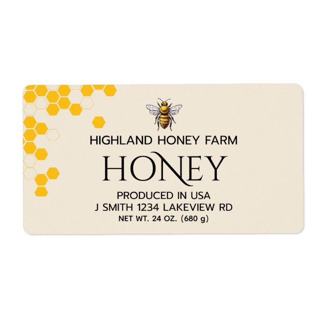  Modern Elegant Custom Honey Labels (Front)