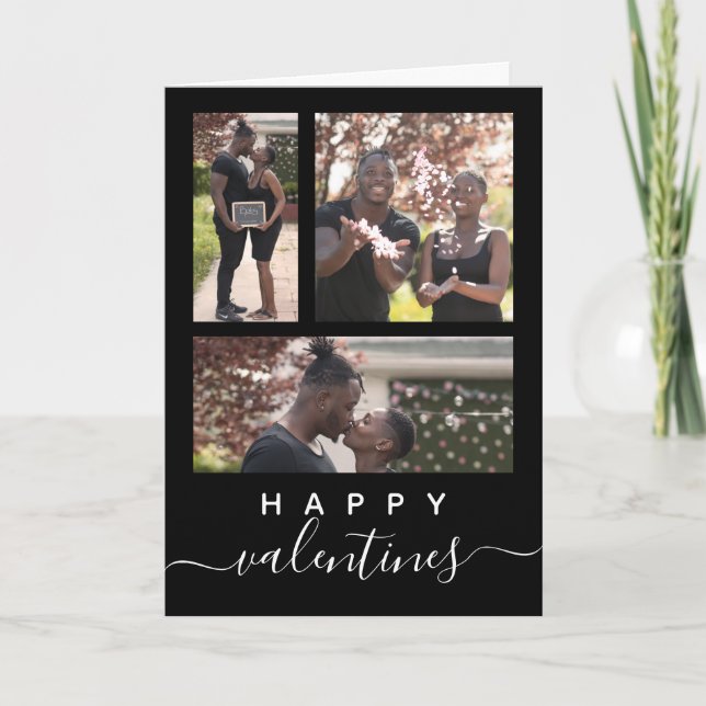Modern Elegant Custom Photo Collage Valentines Day Card (Front)