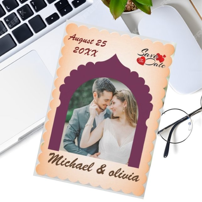 Modern Elegant Custom Photo Save the Date Card  (Creator Uploaded)