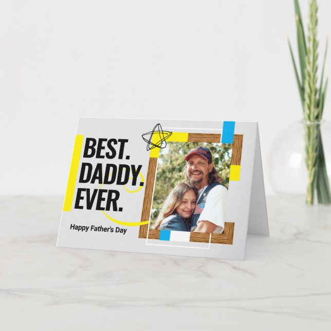 Modern Elegant Custom Photo Text Father's Day Card (Front)