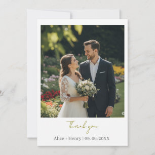 Modern Elegant Custom Photo Wedding Thank You  Card